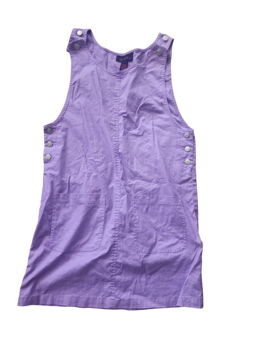 Denim&Co Lavender Linen Blend Overall Style Purple Pinafore Dress